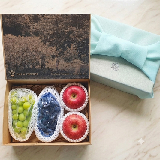 Mid Autumn Festival Gift Set C: Premium Korean Shine Muscat, Kyoho & Apples - New!