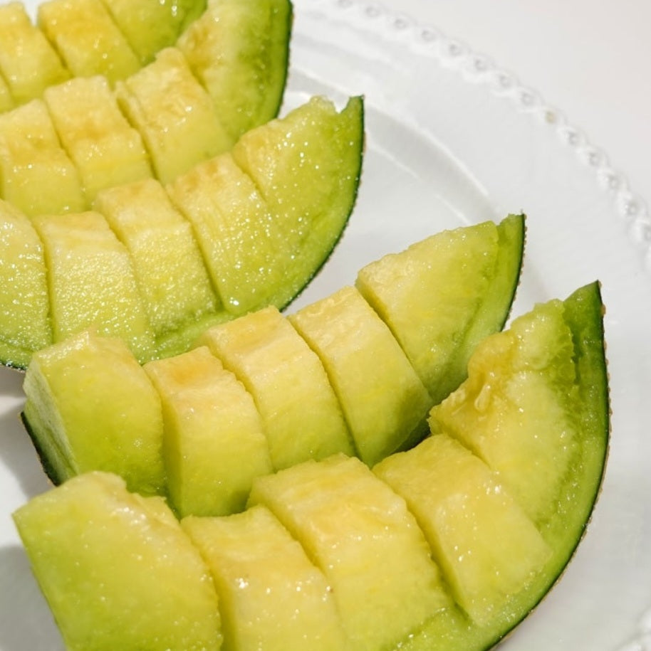 special grade honey musk melon on a plate